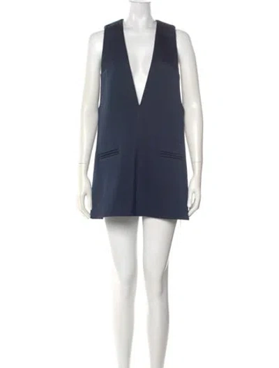 Pre-owned Khaite V-neck Mini Dress In Blue