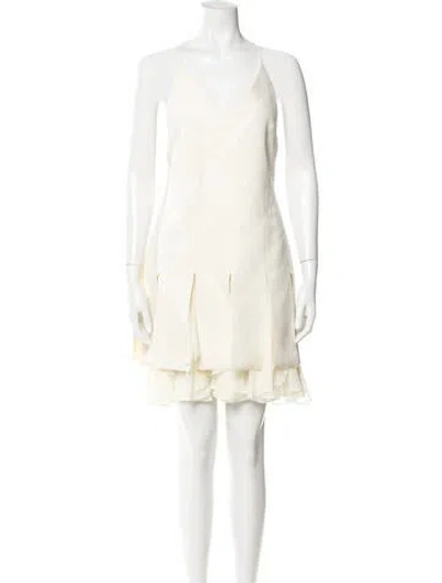 Pre-owned Khaite V-neck Mini Dress In Neutral