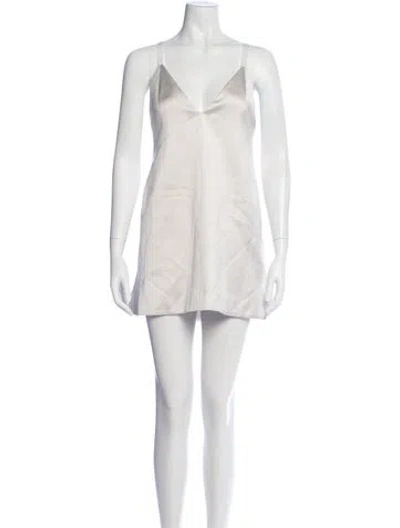 Pre-owned Khaite V-neck Mini Dress In Neutral