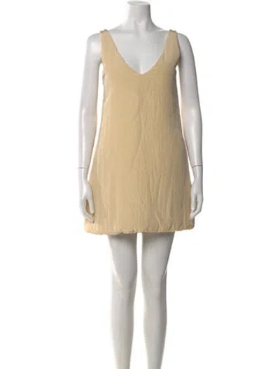 Pre-owned Khaite V-neck Mini Dress In Neutrals