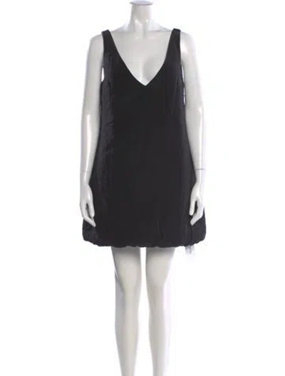 Pre-owned Khaite V-neck Mini Dress W/ Tags In Black
