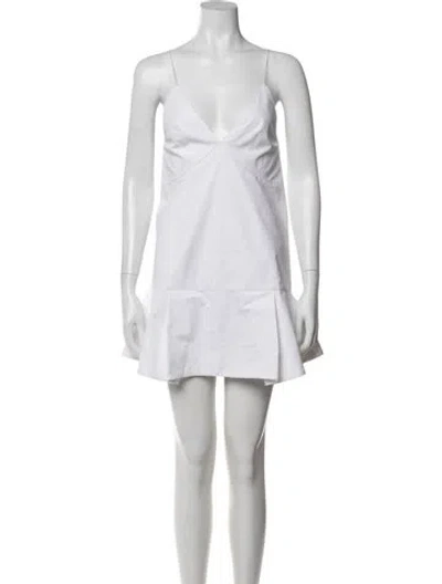 Pre-owned Khaite V-neck Mini Dress In White