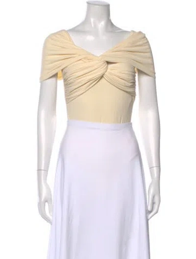 Pre-owned Khaite V-neck Short Sleeve Bodysuit In Neutral