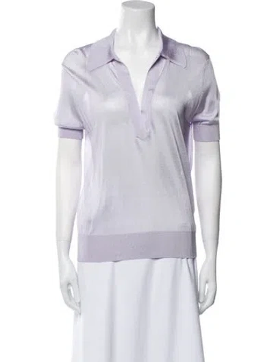 Pre-owned Khaite V-neck Short Sleeve Polo In Purple