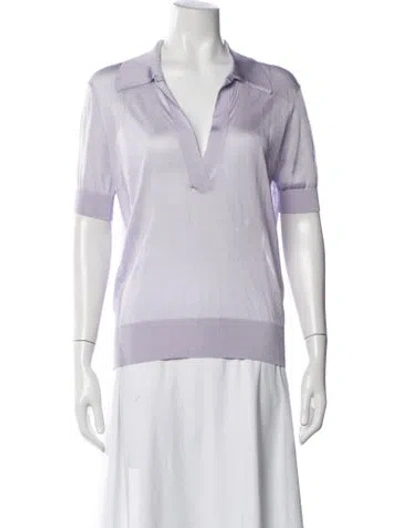 Pre-owned Khaite V-neck Short Sleeve Polo In Purple