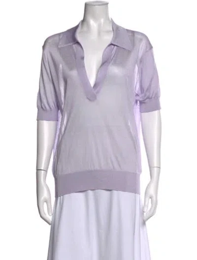 Pre-owned Khaite V-neck Short Sleeve Polo In Purple