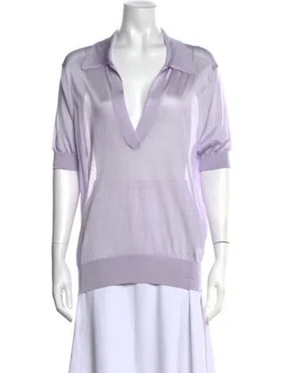 Pre-owned Khaite V-neck Short Sleeve Polo In Purple