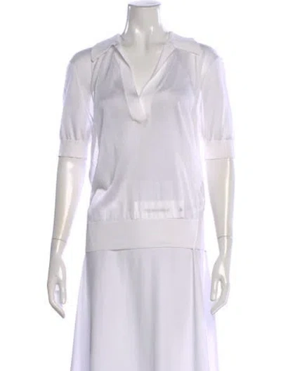 Pre-owned Khaite V-neck Short Sleeve Polo In White