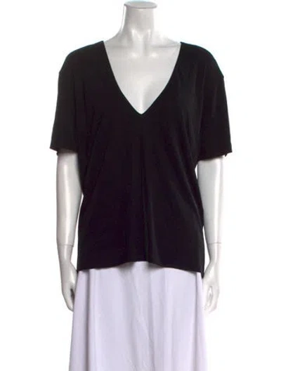 Pre-owned Khaite V-neck Short Sleeve T-shirt In Black