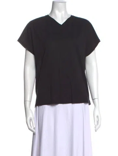 Pre-owned Khaite V-neck Short Sleeve T-shirt In Black