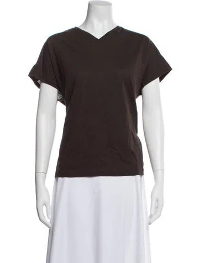 Pre-owned Khaite V-neck Short Sleeve T-shirt W/ Tags In Brown