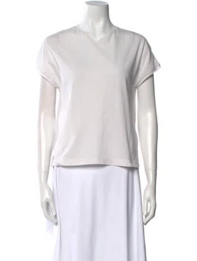 Pre-owned Khaite V-neck Short Sleeve T-shirt In White
