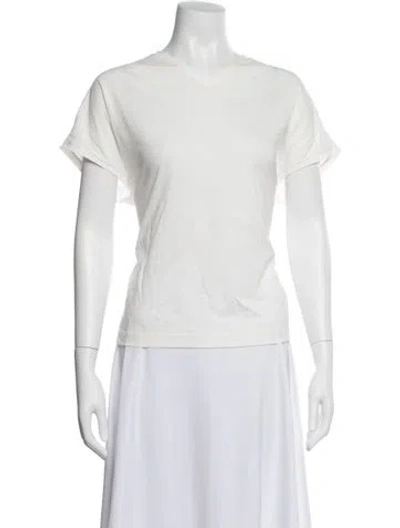 Pre-owned Khaite V-neck Short Sleeve T-shirt In White