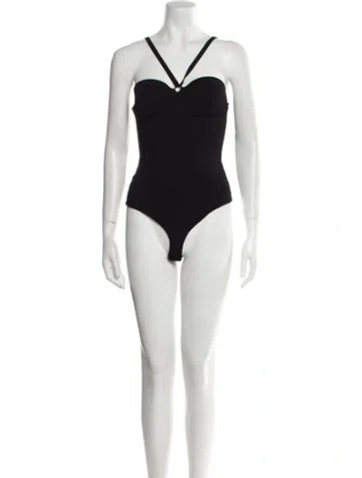 Pre-owned Khaite V-neck Sleeveless Bodysuit In Black