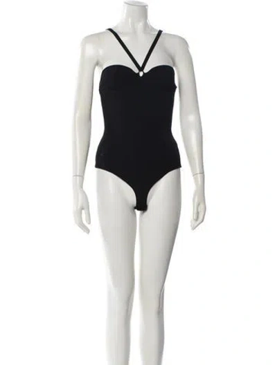 Pre-owned Khaite V-neck Sleeveless Bodysuit In Black