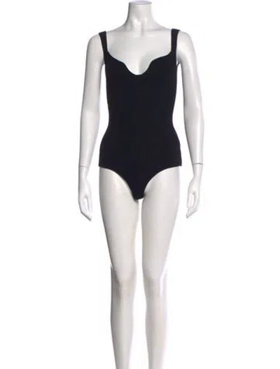 Pre-owned Khaite V-neck Sleeveless Bodysuit In Black