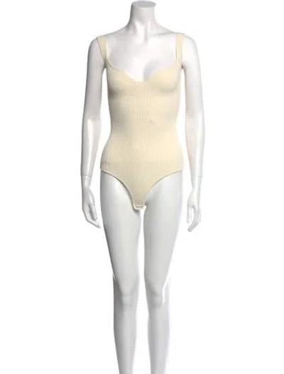 Pre-owned Khaite V-neck Sleeveless Bodysuit In Neutral