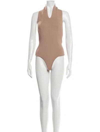 Pre-owned Khaite V-neck Sleeveless Bodysuit In Neutral