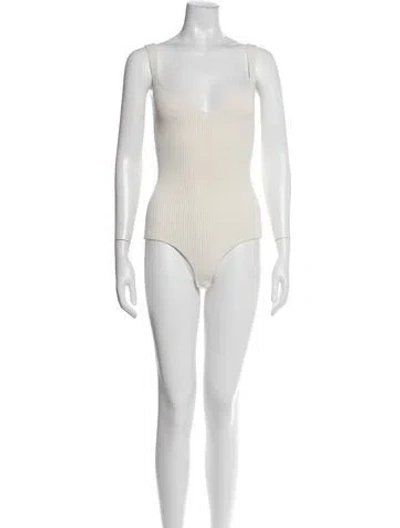 Pre-owned Khaite V-neck Sleeveless Bodysuit In Neutral
