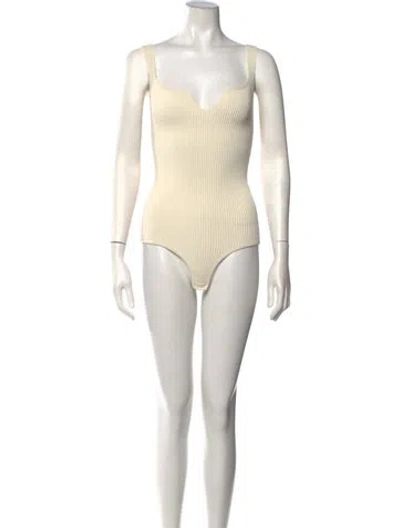 Pre-owned Khaite V-neck Sleeveless Bodysuit In Neutrals