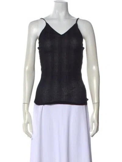 Pre-owned Khaite V-neck Sleeveless Top In Black