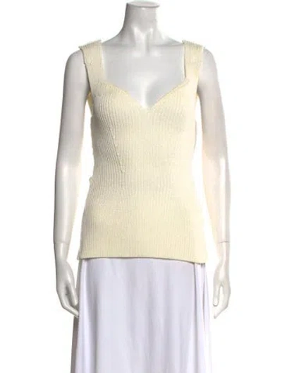 Pre-owned Khaite V-neck Sleeveless Top In White