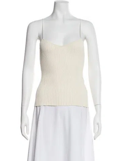 Pre-owned Khaite V-neck Sleeveless Top In White