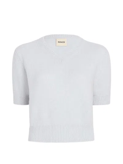 Khaite V-neck Sweater In Blue