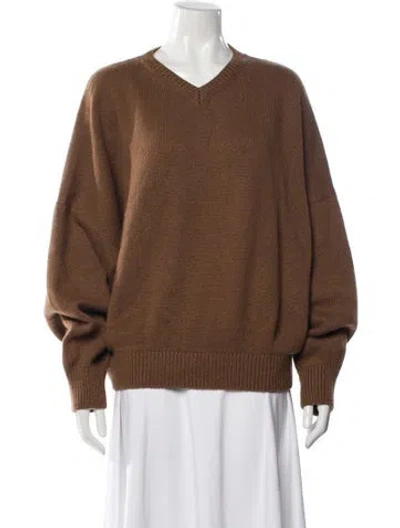 Pre-owned Khaite V-neck Sweater In Brown
