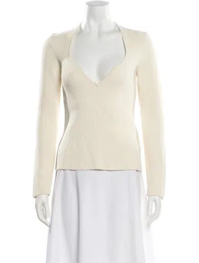 Pre-owned Khaite V-neck Sweater In Neutral