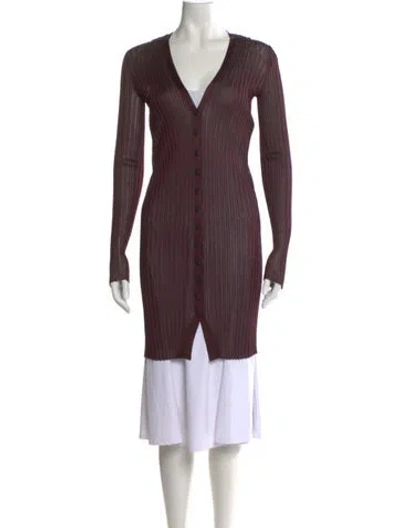 Pre-owned Khaite V-neck Sweater In Purple