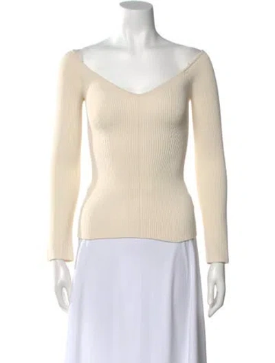 Pre-owned Khaite V-neck Sweater In White