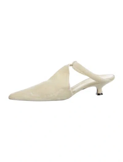 Pre-owned Khaite Volosa Velvet Mules In Neutrals