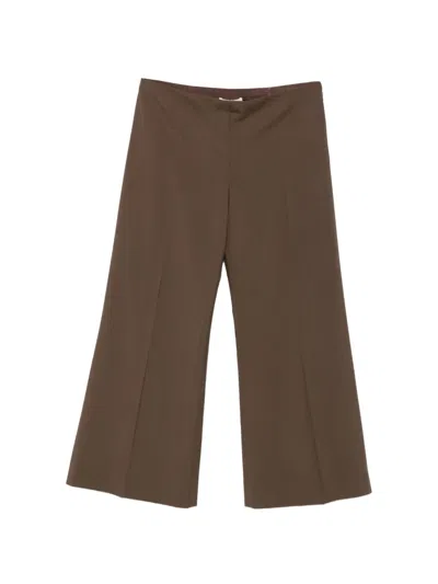 Khaite Walter Cropped Trousers In Brown