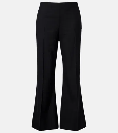 Khaite Walter Cotton And Silk-blend Flared Pants In Black