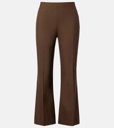 Khaite Walter Cropped Virgin Wool Flared Pants In Brown