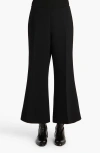 Khaite Walter Double Face Crepe Kick Flare Crop Pants In Black