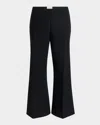 Khaite Walter Double Face Crepe Kick Flare Crop Pants In Black