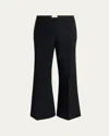Khaite Walter Double Face Crepe Kick Flare Crop Pants In Black