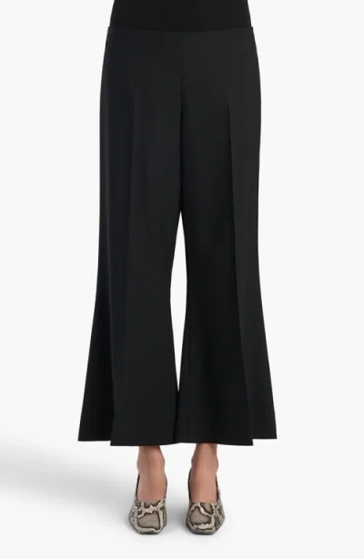 Khaite Walter Virgin Wool Kick Flare Crop Pants In Black