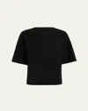 Khaite Warren Elbow-sleeve Wool-blend Top In Black