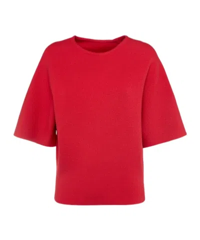 Khaite Warren Short Sleeve Compact Wool Top In White