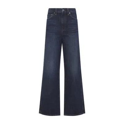 KHAITE WASHED BLUE COTTON DENIM BONNIE JEANS