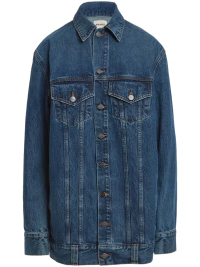Khaite Washed Indigo Drop Shoulder Denim Jacket In Blue