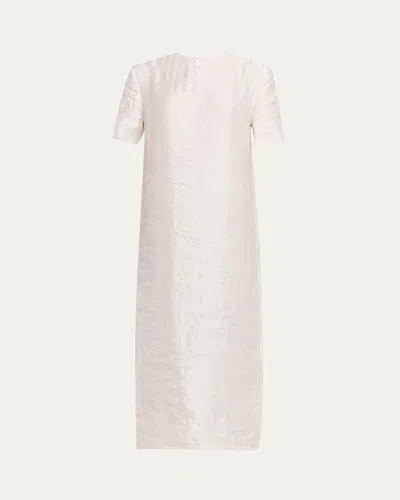 Khaite Webber Short-sleeve Crinkled Maxi Dress In Neutral