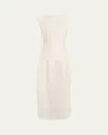 Khaite Wes Pleated Silk Maxi Dress In Bone