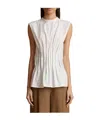 Khaite Westin Pleated Cotton-poplin Top In White