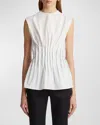 Khaite Westin Pleated Cotton-poplin Top In White