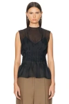 Khaite Westin Pleated Silk Top In Black