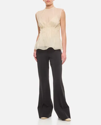 Khaite Westin Pleated Silk Top In Ivory